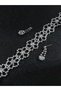 Women Silver Floral Crystal Choker Necklace and Earrings Set - 2
