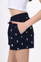 Girl's Printed Basic Shorts with Ribbed Waist and Pockets - 3