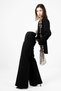 Women's Jacket Lined Long Blazer Women's Jacket Hijab Leopard Shawl Pocketed Padded Blazer Psm412 Black - 6