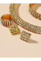 Women Rhinestone Necklace with Bracelet and Ring with Earrings Set - 4