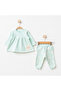 Baby Girl Animal Patterned 100% Cotton Sweatshirt Pants 2-Piece Top and Bottom Baby Set 3 Months-36 Months