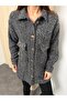 سترة قميصية كبيرة الحجم بنمط جلد السمك - 5