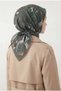 Cotton Blend Scarf Dark Green Abstract Geometric Pattern Soft Textured Non-Slip 90X90 - 2