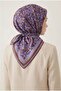 Cotton Blend Scarf Lilac Retro Geometric Pattern Soft Textured Non-Slip 90X90