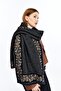 Special Beard Yarn Cashmere Textured Rose Model Knitwear Scarf, Black-Camel-Bone - 2