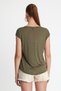 Women's Tencel Fabric Crew Neck T-Shirt Khaki - 5