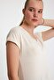 Women's Bamboo Fabric V-Neck T-shirt Beige - 4