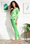 Cactus Print Top & Chic Basic Pyjama Set in Mint Green - 100% Cotton - 2