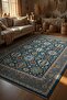 Non-Slip Base Navy Blue Carpet - Luxury Multicolor Geometric Persian Pattern 2293 - 4