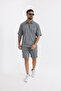 Men's Polo Collar T-Shirt Loose Shorts Smoked Summer Two-Piece Set - 4