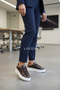 Women's Brown Patent Leather Daily Lace-Up Sneaker with Leopard Detail, Stylish Quality Walking Sports Shoes - 2