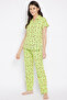 Donut Print Button Down Shirt & Pyjama Set in Light Green - 100% Cotton - 3