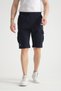 Navy Blue Men's Shorts with Cargo Pocket Print Detail, Regular Fit - 5
