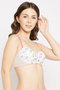 Padded Non-Wired Demi Cup Floral Print T-shirt Bra in White - 4