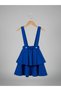 Girl's Black Lace Collared Cobalt Blue Layered Salopet Skirt Set (Ages 5-14) - 4
