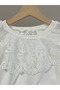 Girl's White Blouse with Wide Lace Collar (Ages 5-14) - 7