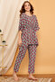 Pretty Florals Kaftan Top & Pyjama Set in Sky Blue - Rayon - 4