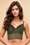Padded Non-Wired Multiway Longline Bralette in Olive Green - Lace - 2