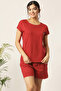 Chic Basic Top & Shorts Set in Red- 100% Cotton - 2