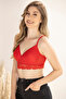 Padded Non-Wired Full Coverage Longline Multiway Bridal Bralette in Red - Lace - 4