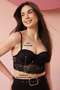 Padded Underwired Full Coverage Multiway Longline Bralette in Black - Lace - 2