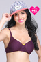 Non-Wired Non-Padded Everyday Bra In Purple With Demi Cups - Cotton