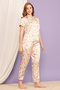 Midnight Cravings Button Down Shirt & Pyjama Set in Cream Colour - Satin - 3