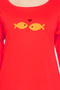Fish Print Top in Red & Pyjama in Black - 100% Cotton - 5