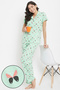Button Down Butterfly Print Shirt & Pyjama in Mint Green - 100% Cotton