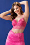 Padded Non-Wired Full Cup Multiway Longline Bralette in Rose Pink - Lace - 2