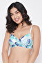 Padded Non-Wired Full Cup Floral Print T-shirt Bra in White - 2