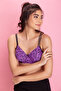 Padded Non-Wired Full Cup Animal Print T-shirt Bra in Light Purple - 3