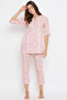 Pretty Florals Top & Cropped Pyjama in White - 100% Cotton - 2