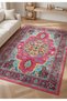 Fuchsia Turquoise Bohemian Vintage Patterned Living Room Carpet – Antique Look Ethnic Carpet 2284 - 7