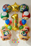 Super Mario Themed 1 Year Old 16 Piece Birthday Balloon Set