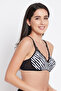 Padded Non-Wired Full Cup Zebra Print T-shirt Bra in Black - 3