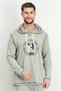 Men Hood With Drawstring Graphic Long Sleeves Sleepwear, Heather Grey
