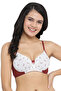 Padded Non-Wired Full Coverage Printed T-Shirt Bra in White