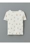 Lcw Kids Ecru Crew Neck Floral Girl's Crop T-Shirt 2 Pack - 3