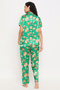 Pretty Florals Button Down Shirt & Pyjama Set in Sea Green - Satin - 4