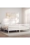 Bed frame with headboard 200x200 cm, white, solid wood - 3
