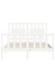 Bed frame with headboard, 140x190 cm, white, solid wood - 6