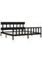 Bed frame with headboard 200x200 cm, black, solid wood - 5