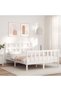 Bed frame with headboard, 140x190 cm, white, solid wood