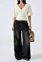 Women's Off-White Batwing Sleeve V-Neck Stretch Fabric Blouse & T-Shirt - 2