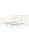 Bed frame with headboard, white, solid wood, king size 5FT - 6