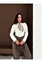 Women's Ecru Scarf Collar Soft Textured Knitwear Sweater - 5