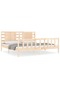 Bed frame with headboard 200x200 cm, solid pine wood - 2