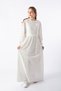 Girl's Hijab Lace Dress, Young Girl's Guipure Detailed Dress with Elastic Sleeves for Special Occasions, Ages 7-14