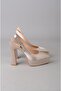 Seç 854 Platform Heel Women's Shoes (Heel:13Cm Platform:3Cm) Honey Satin - 2